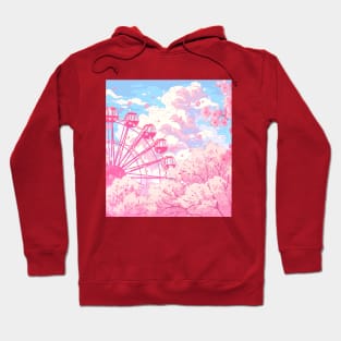 The Ferris Wheel,clouds and pink cherry blossom Hoodie